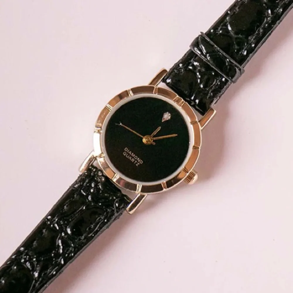 Genuine Diamond Quartz Black Croc-Embossed Leather Watch Citizen Men main image 4